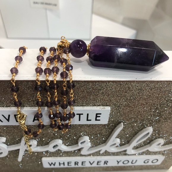 Amethyst Perfume Bottle Pendant Necklace - Picture 6 of 8